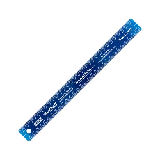 300mm Cork Backed Stainless Steel Ruler Blue